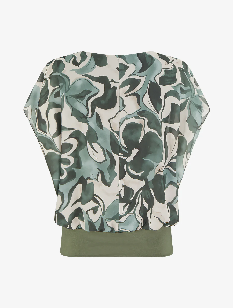 Top droit manches courtes imprimé floral - Kaki - Image 2