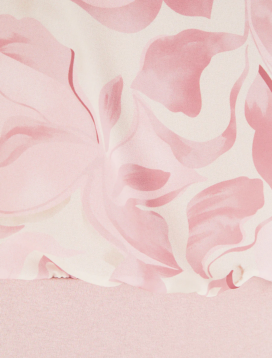 Top droit manches courtes imprimé floral - Rose - Image 3