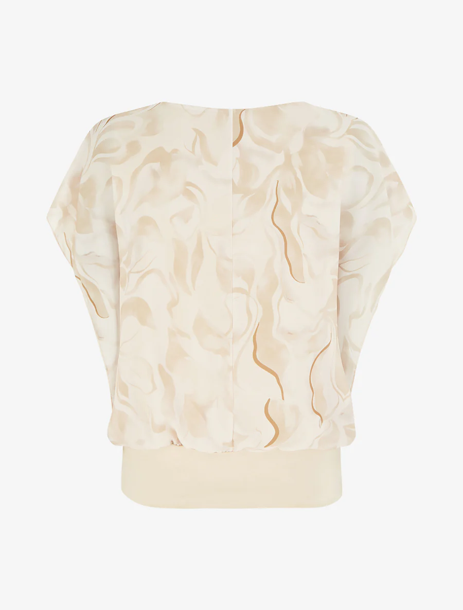 Top droit manches courtes imprimé floral - Beige - Image 2