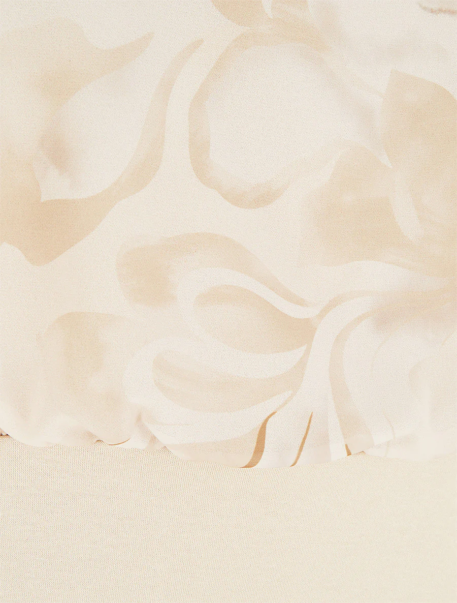 Top droit manches courtes imprimé floral - Beige - Image 3