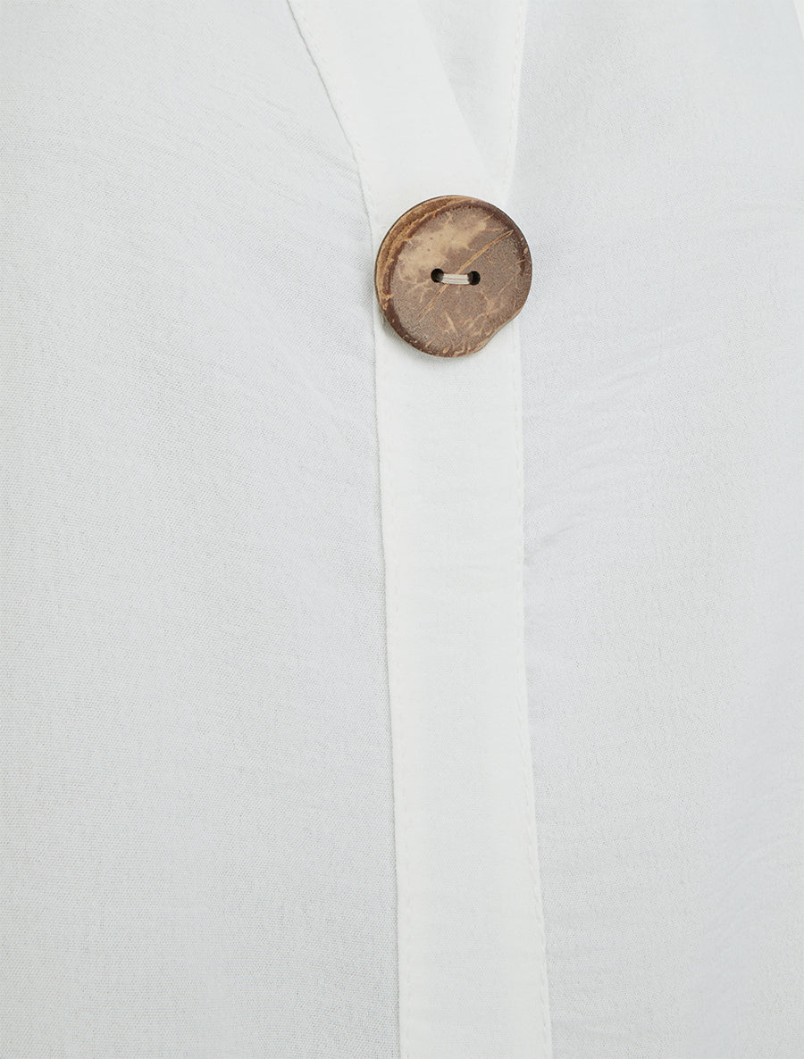 Top droit sans manches à bouton - Blanc - Image 3