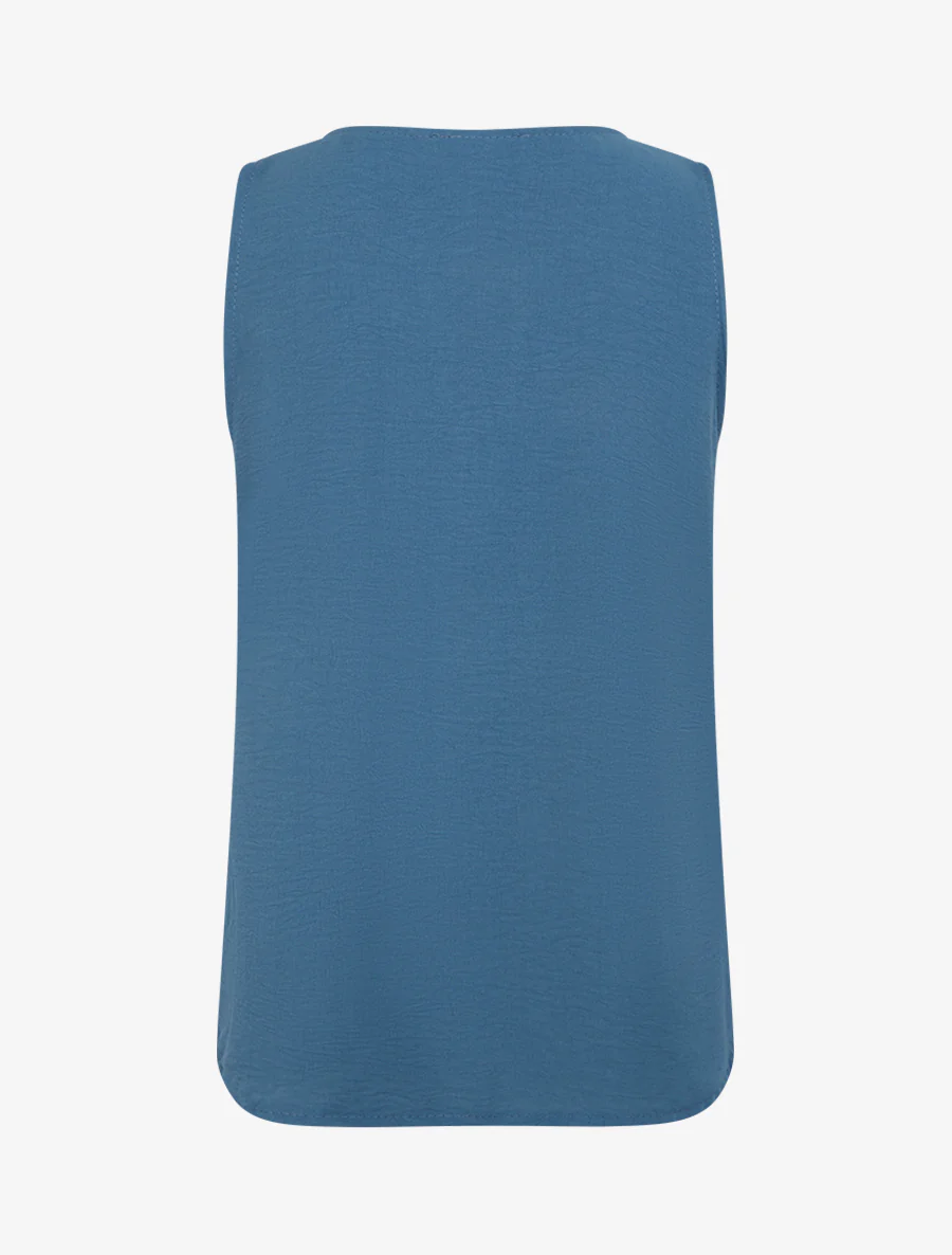 Top droit sans manches à bouton - Bleu foncé - Image 2