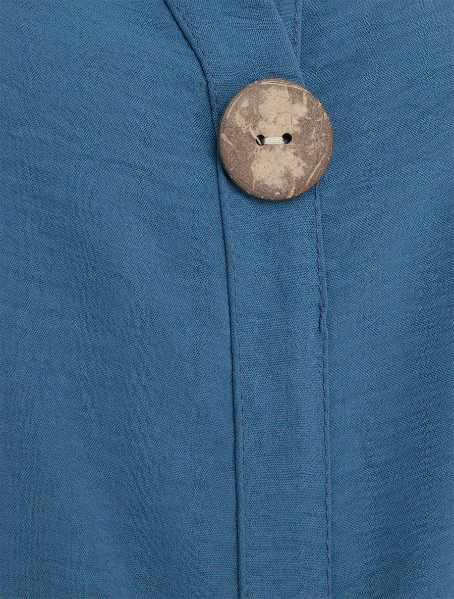 Top droit sans manches à bouton - Bleu foncé - Image 3