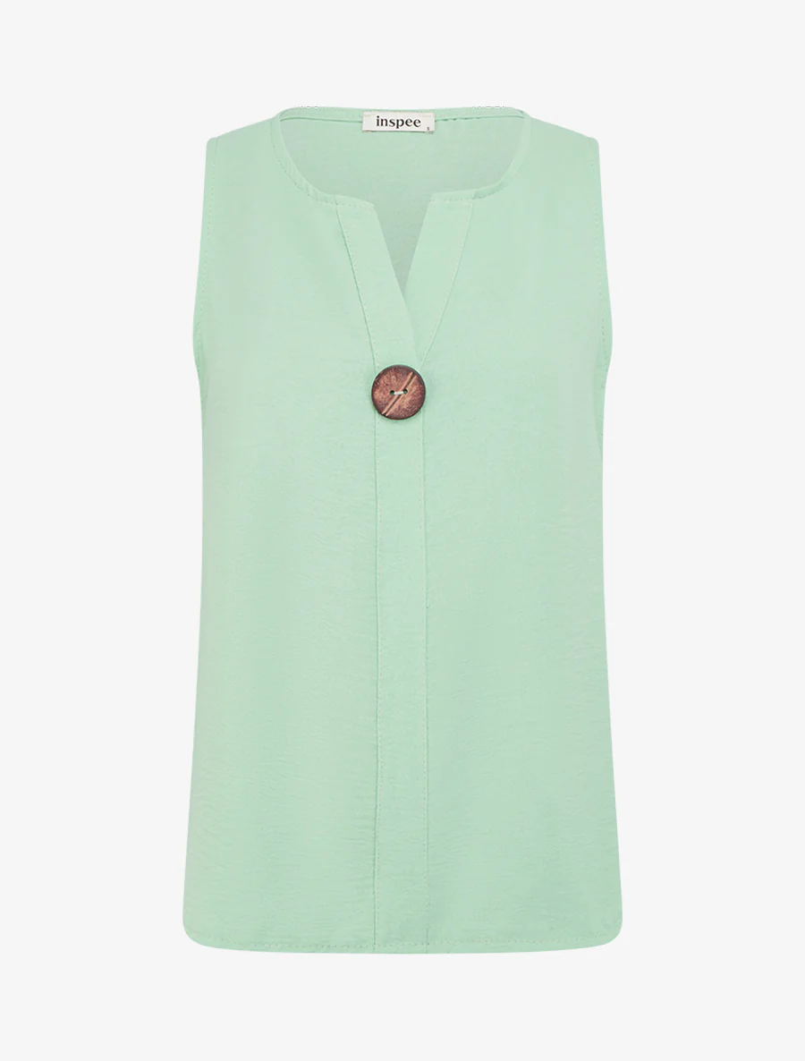 Top droit sans manches à bouton - Vert d'eau