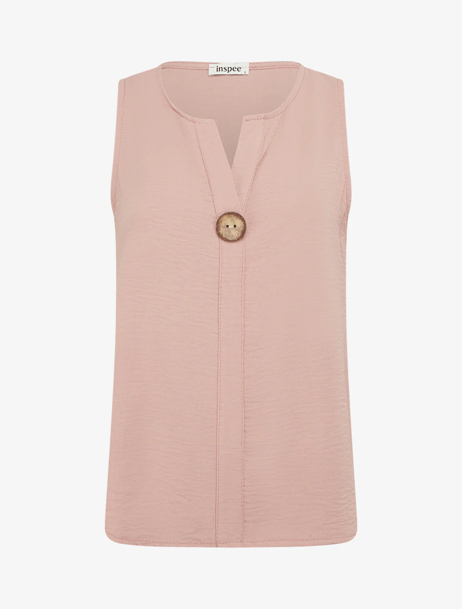 Top droit sans manches à bouton - Rose