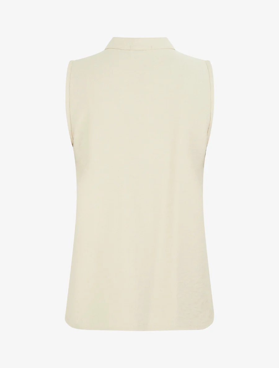 Top droit sans manches à boutons décoratifs - Beige - Image 2
