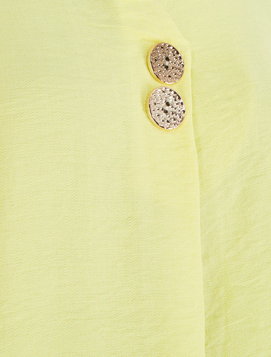 Top droit sans manches à boutons décoratifs - Jaune - Image 3