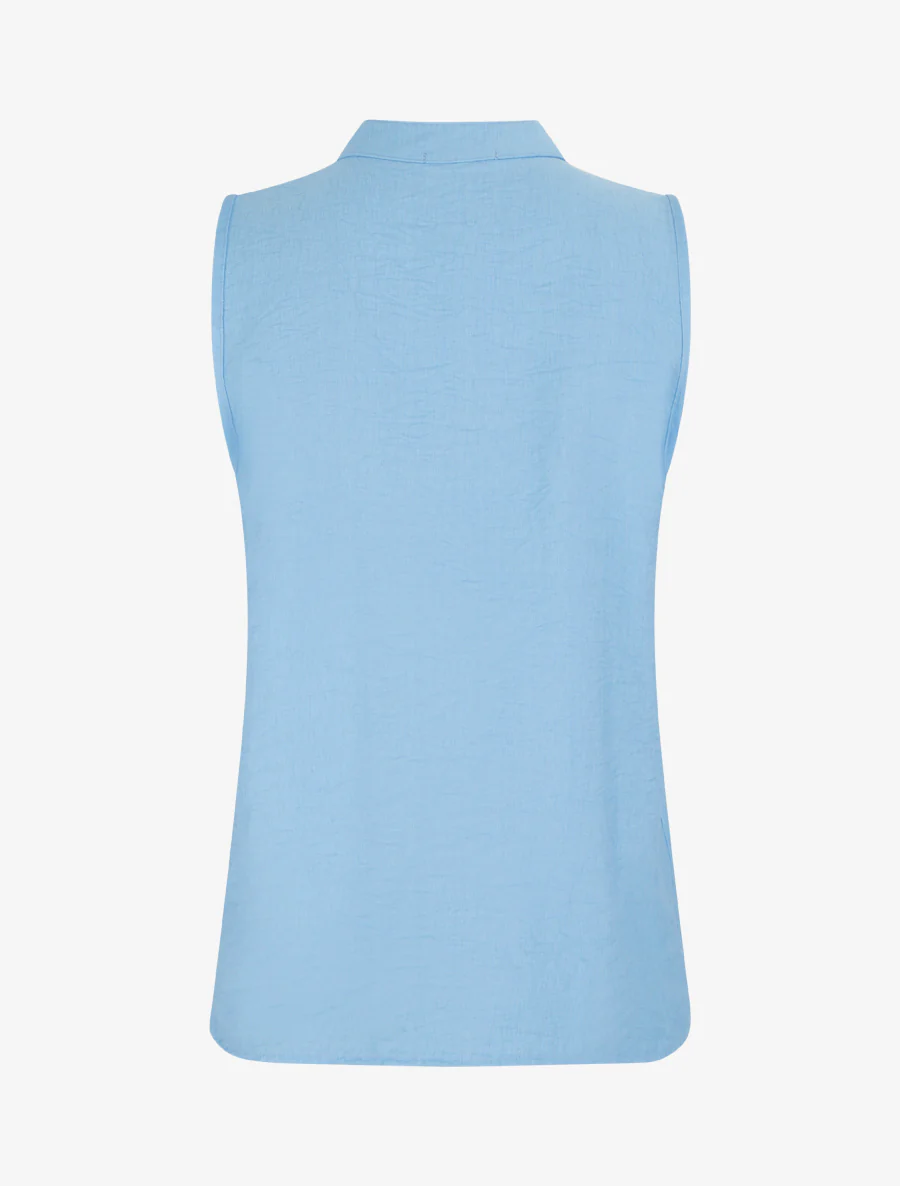 Top droit sans manches à boutons décoratifs - Bleu ciel - Image 2