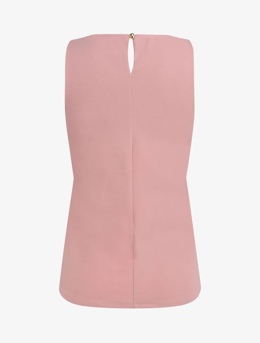 Top droit sans manches à col lanières - Rose poudré - Image 2