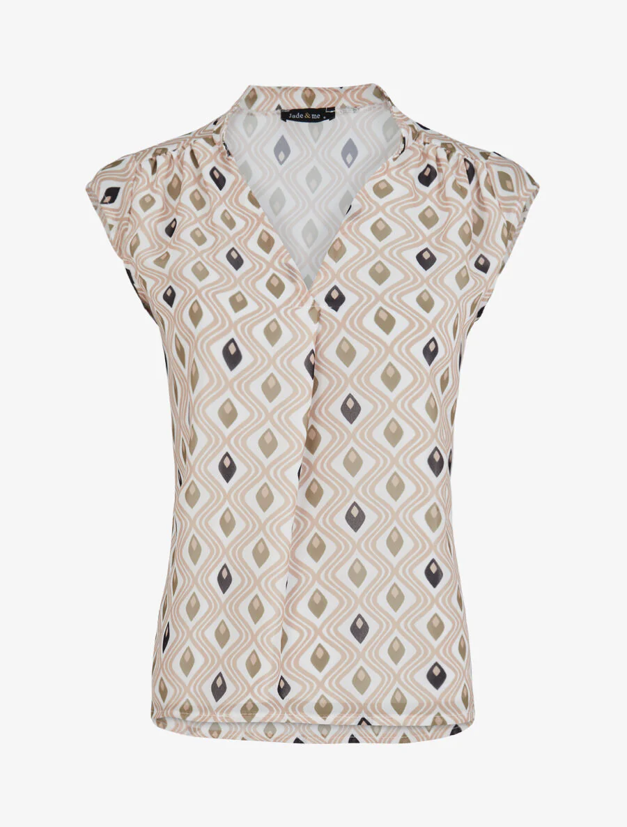 Top droit sans manches à imprimé mosaïque graphique - Beige