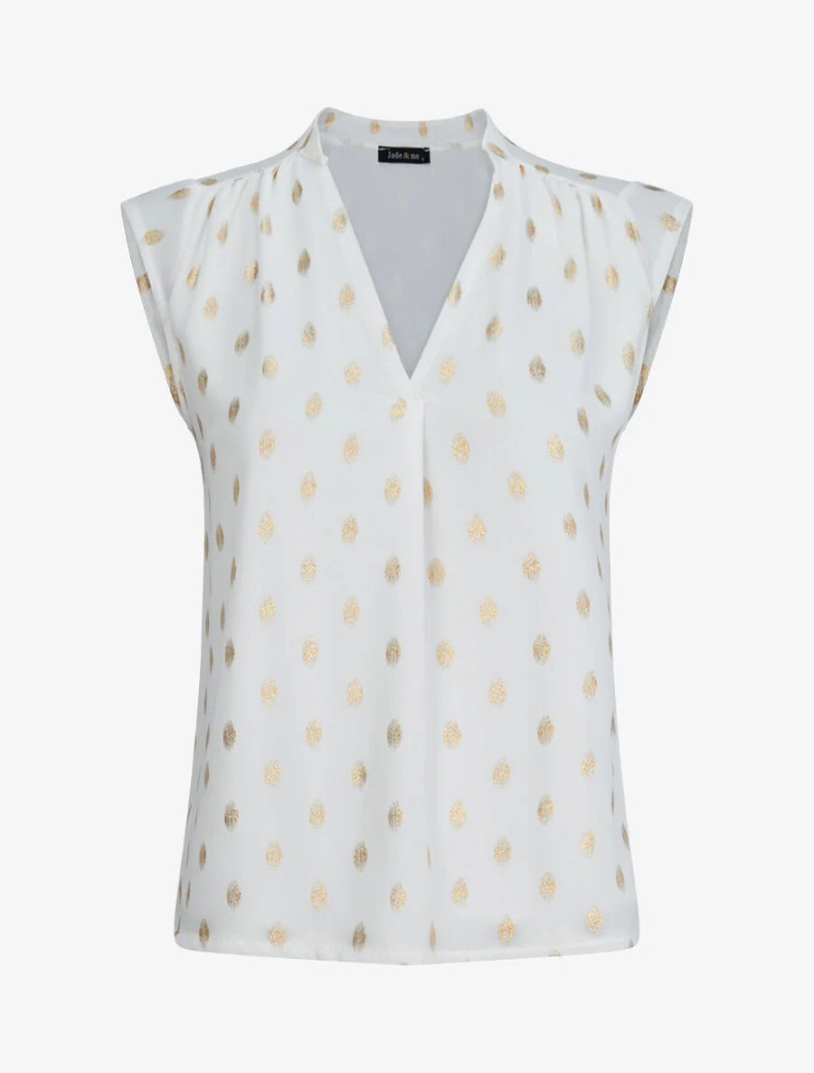 Top droit sans manches à imprimé pois irisés - Blanc