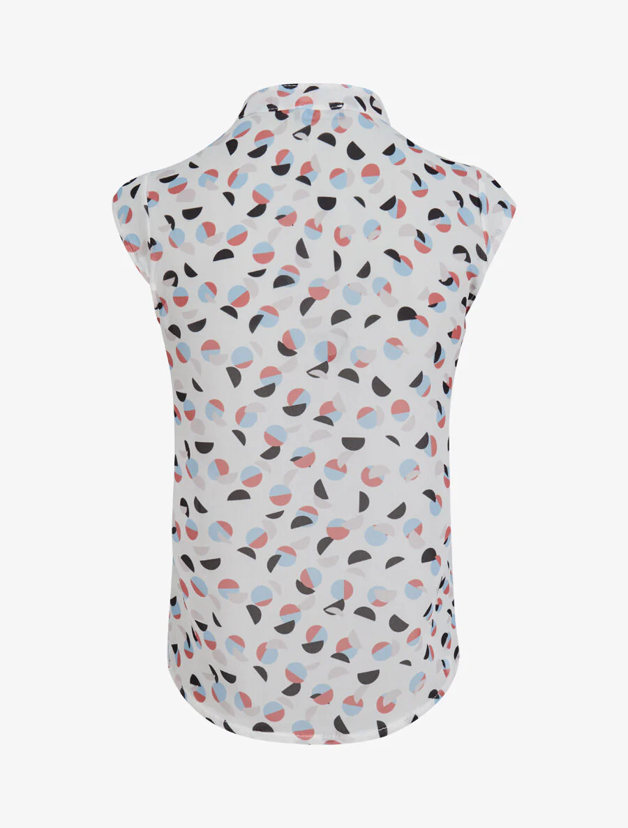 Top droit sans manches à imprimé pois stylisés - Écru - Image 2