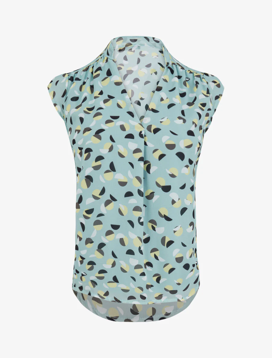Top droit sans manches à imprimé pois stylisés - Vert d'eau
