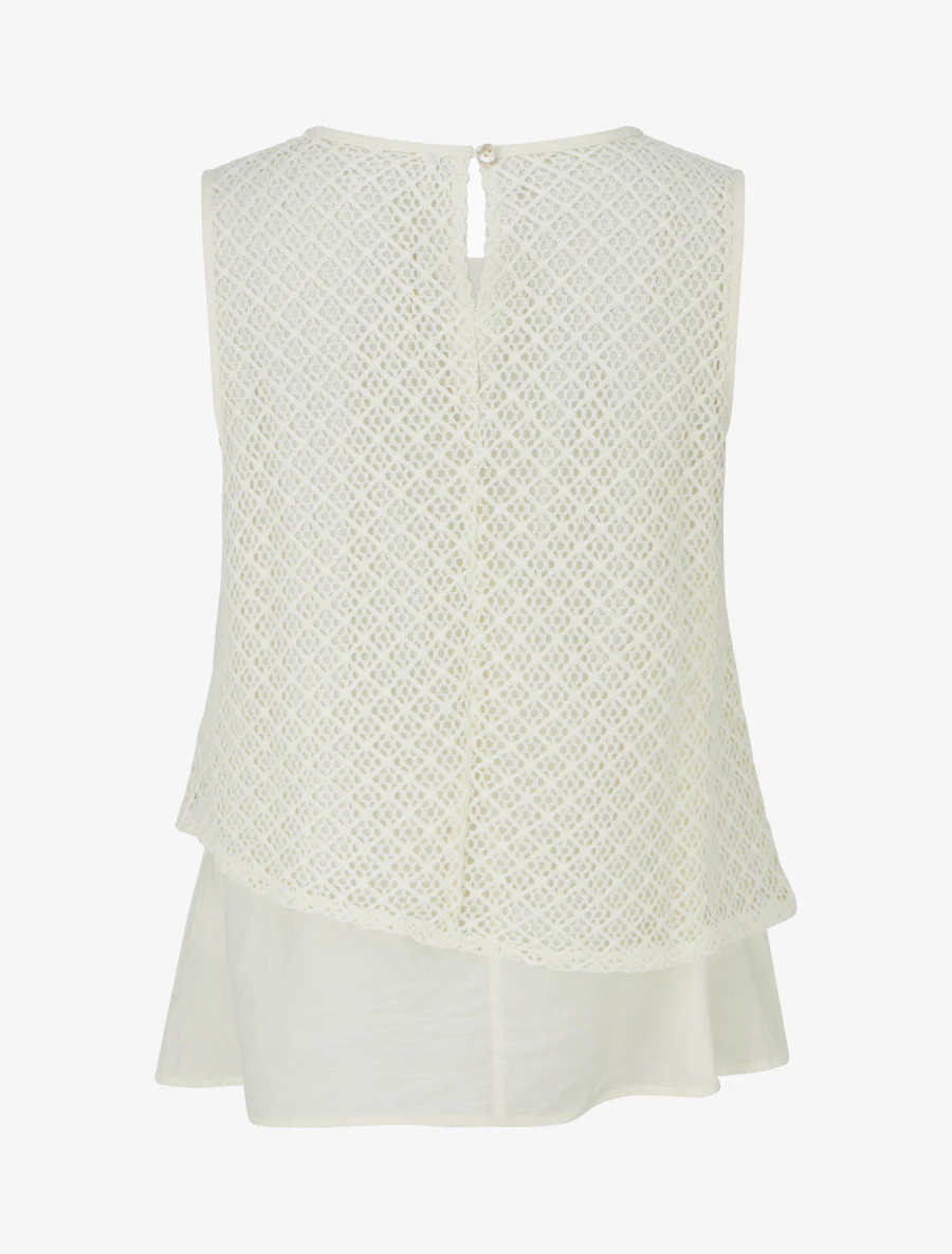 Top droit sans manches en crochet - Écru - Image 2