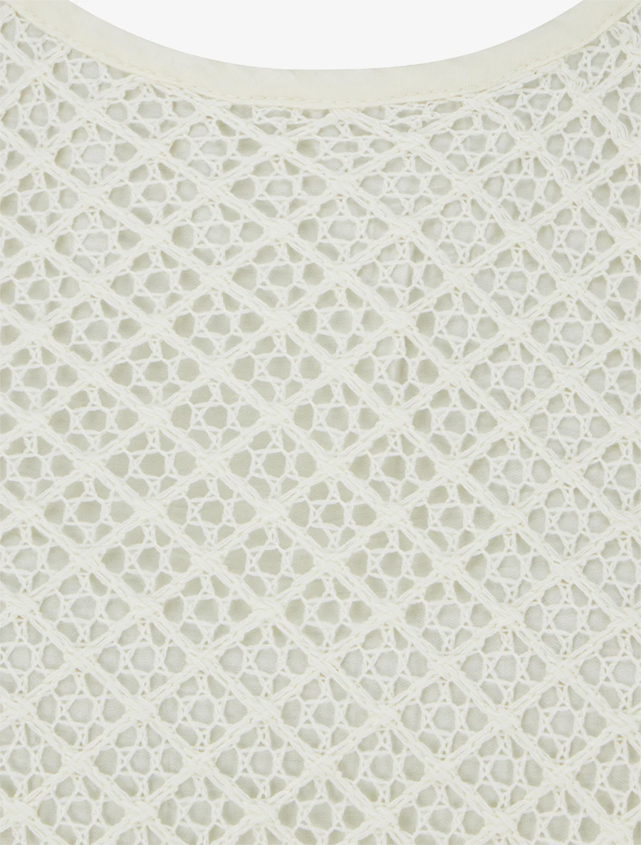 Top droit sans manches en crochet - Écru - Image 3
