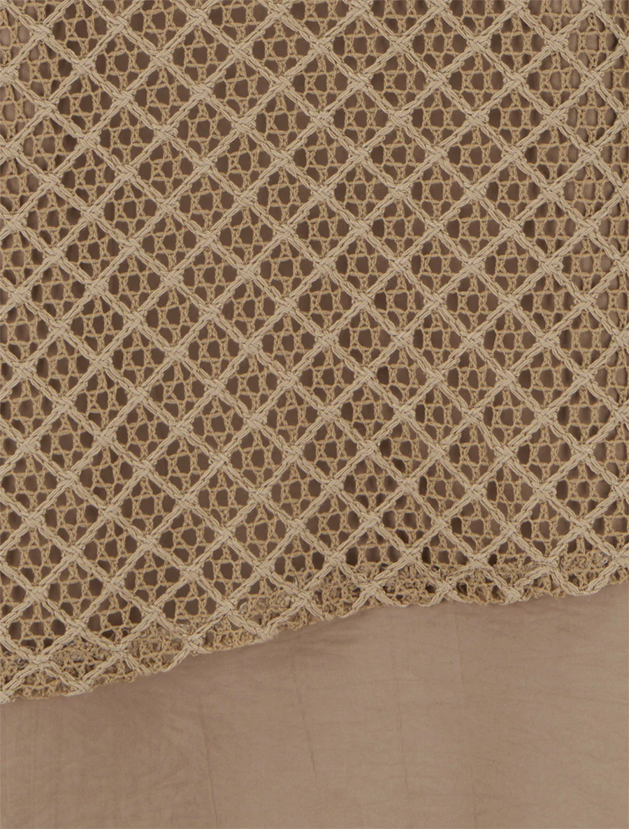 Top droit sans manches en crochet - Camel - Image 3