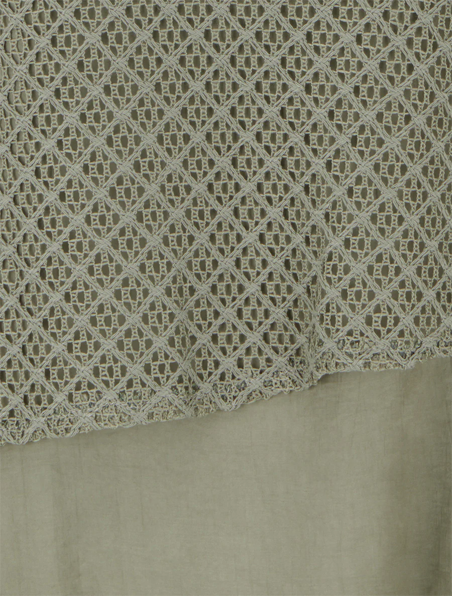 Top droit sans manches en crochet - Kaki - Image 3