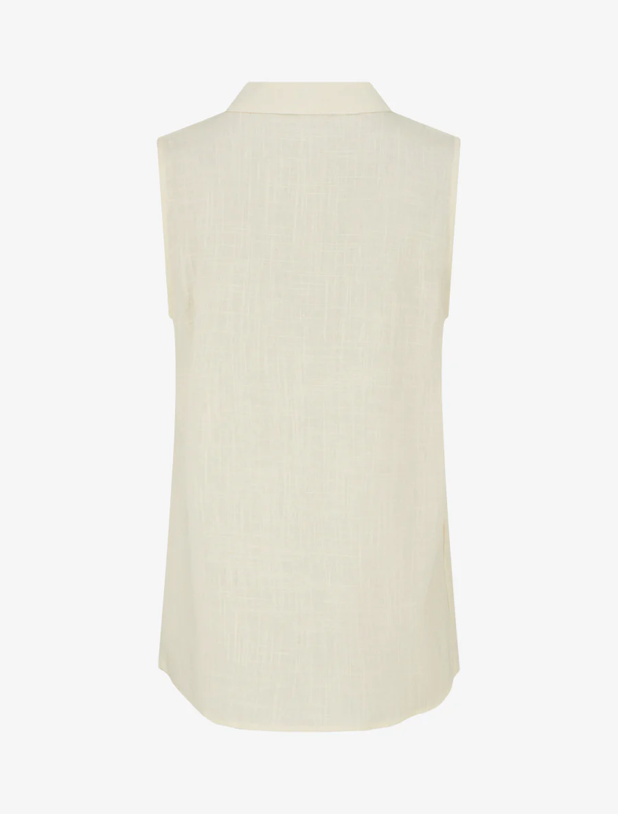 Top droit sans manches en lin mélangé - Beige - Image 2