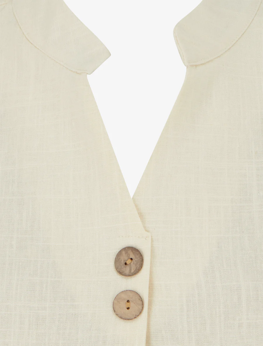 Top droit sans manches en lin mélangé - Beige - Image 3
