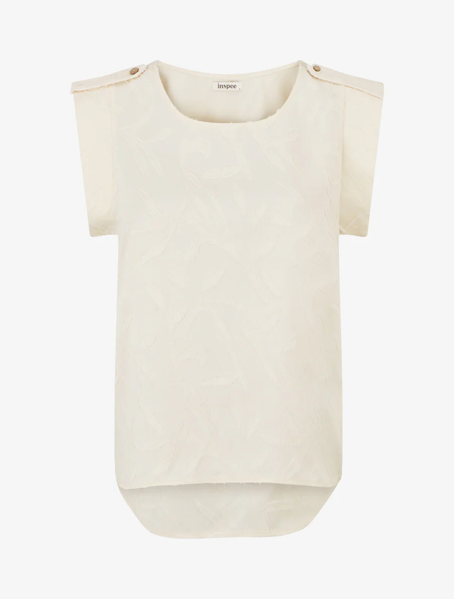 Top droit sans manches en tissu texturé - Beige