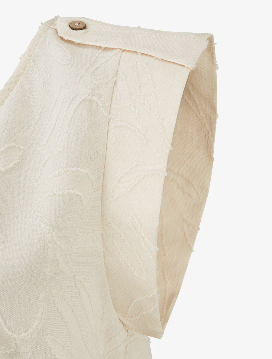 Top droit sans manches en tissu texturé - Beige - Image 3