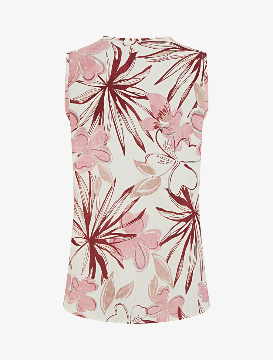 Top droit sans manches imprimé hibiscus - Rose - Image 2