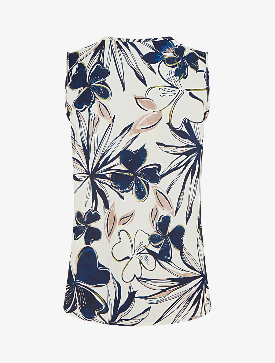 Top droit sans manches imprimé hibiscus - Marine - Image 2