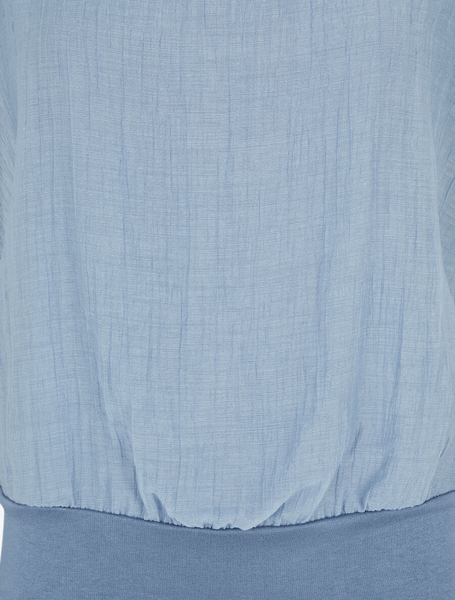Top droit texturé manches courtes - Bleu clair - Image 3