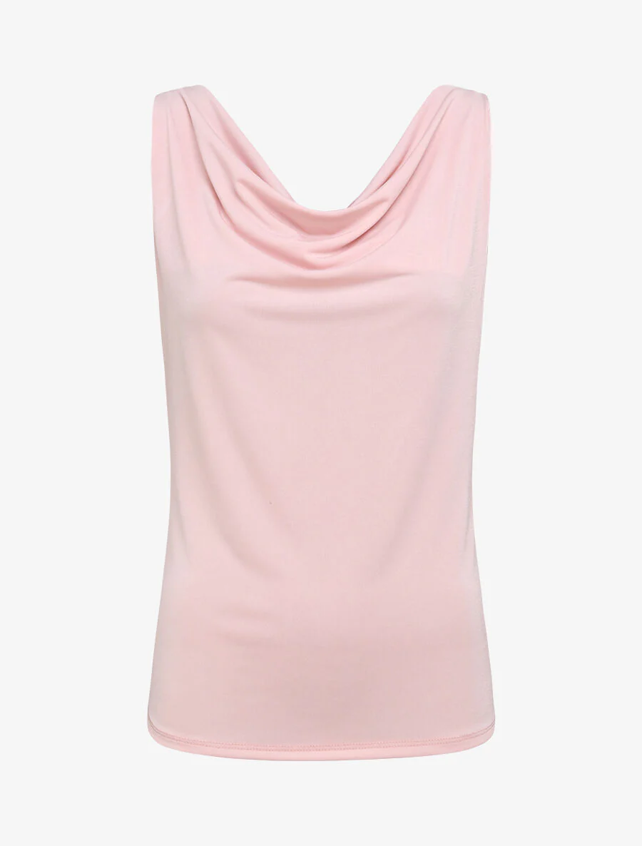 Top droit uni à col bénitier - Rose pâle