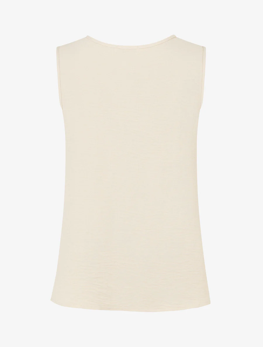 Top droit uni à col rond bijou - Beige foncé - Image 2