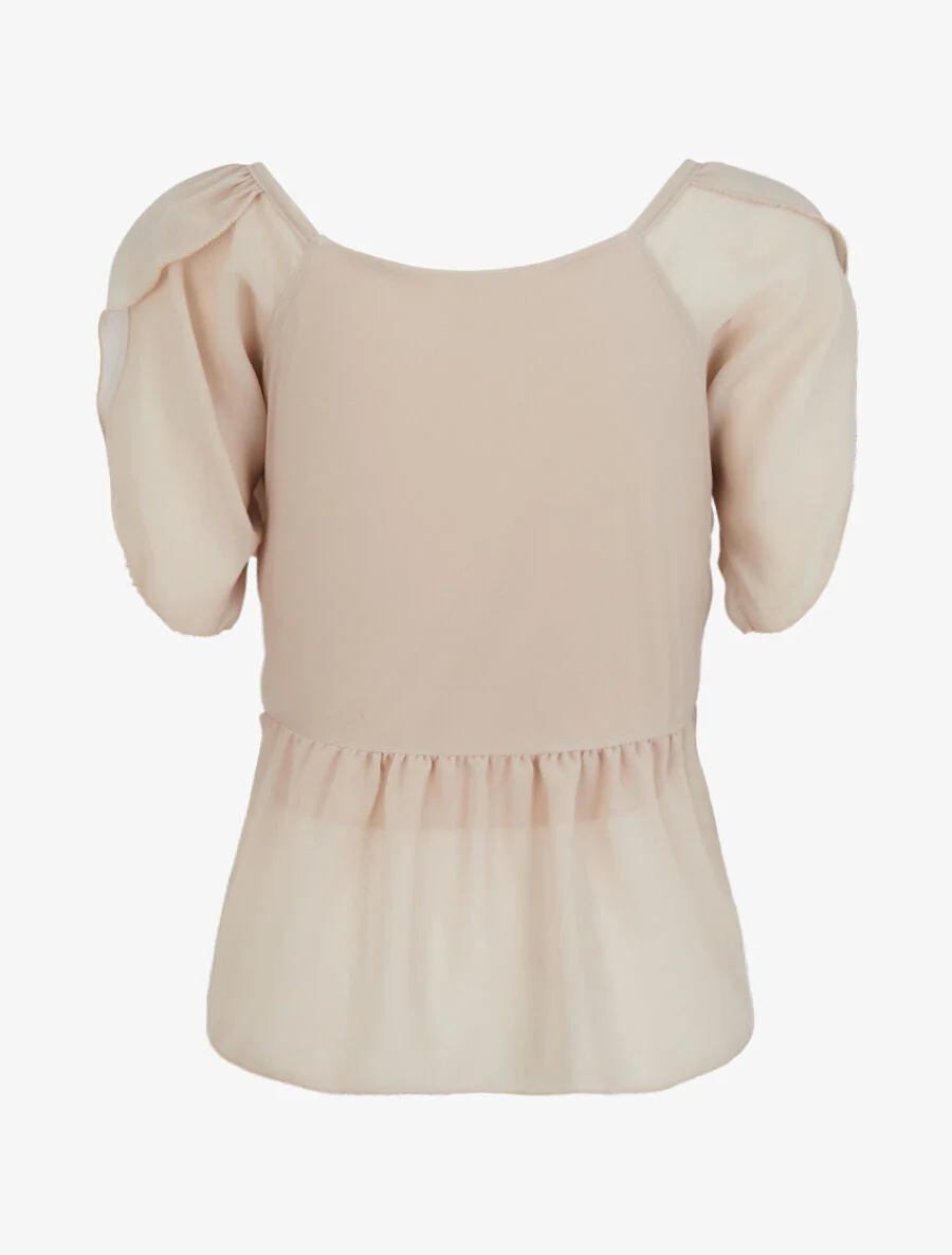 Top droit uni drapé - Beige - Image 2