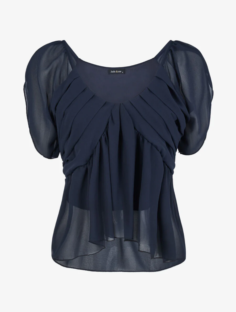 Top droit uni drapé - Marine