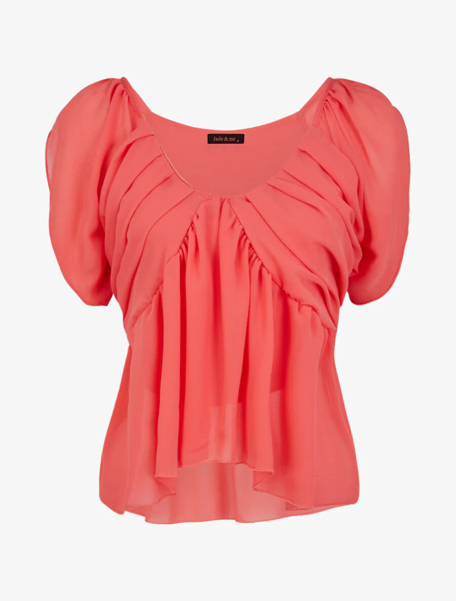 Top droit uni drapé - Corail