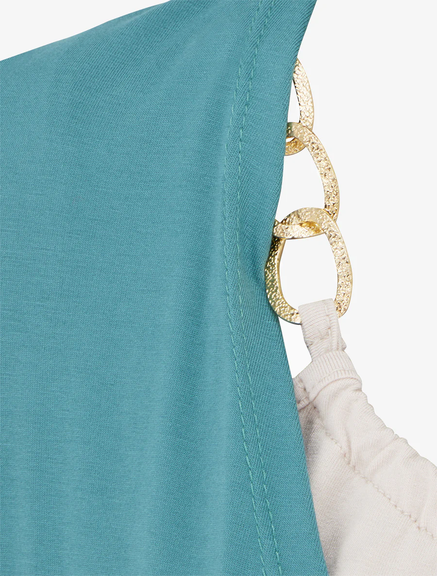 Top effet superposé à chaînes - Turquoise - Image 3