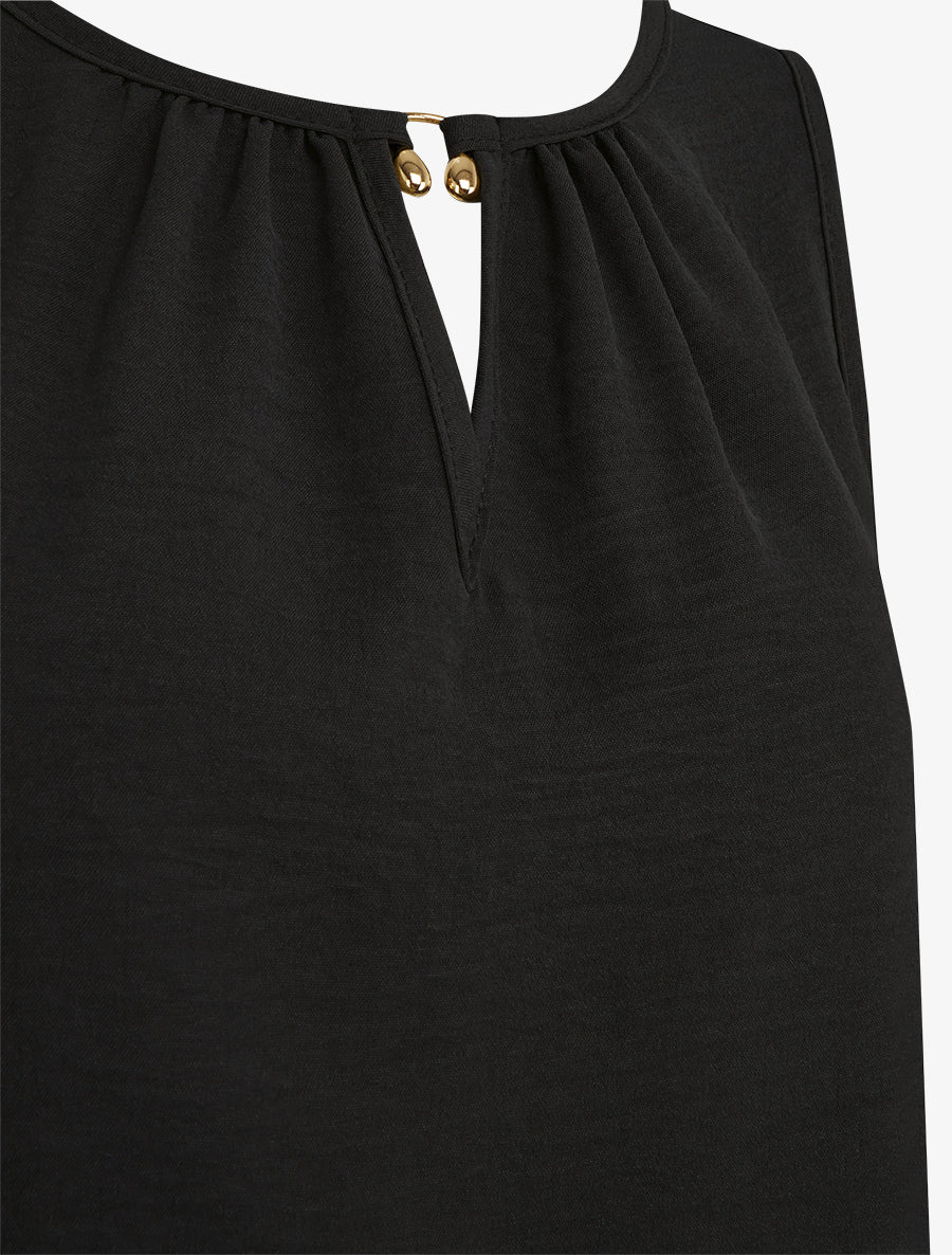Top élastiqué à empiècement bijou - Noir - Image 3