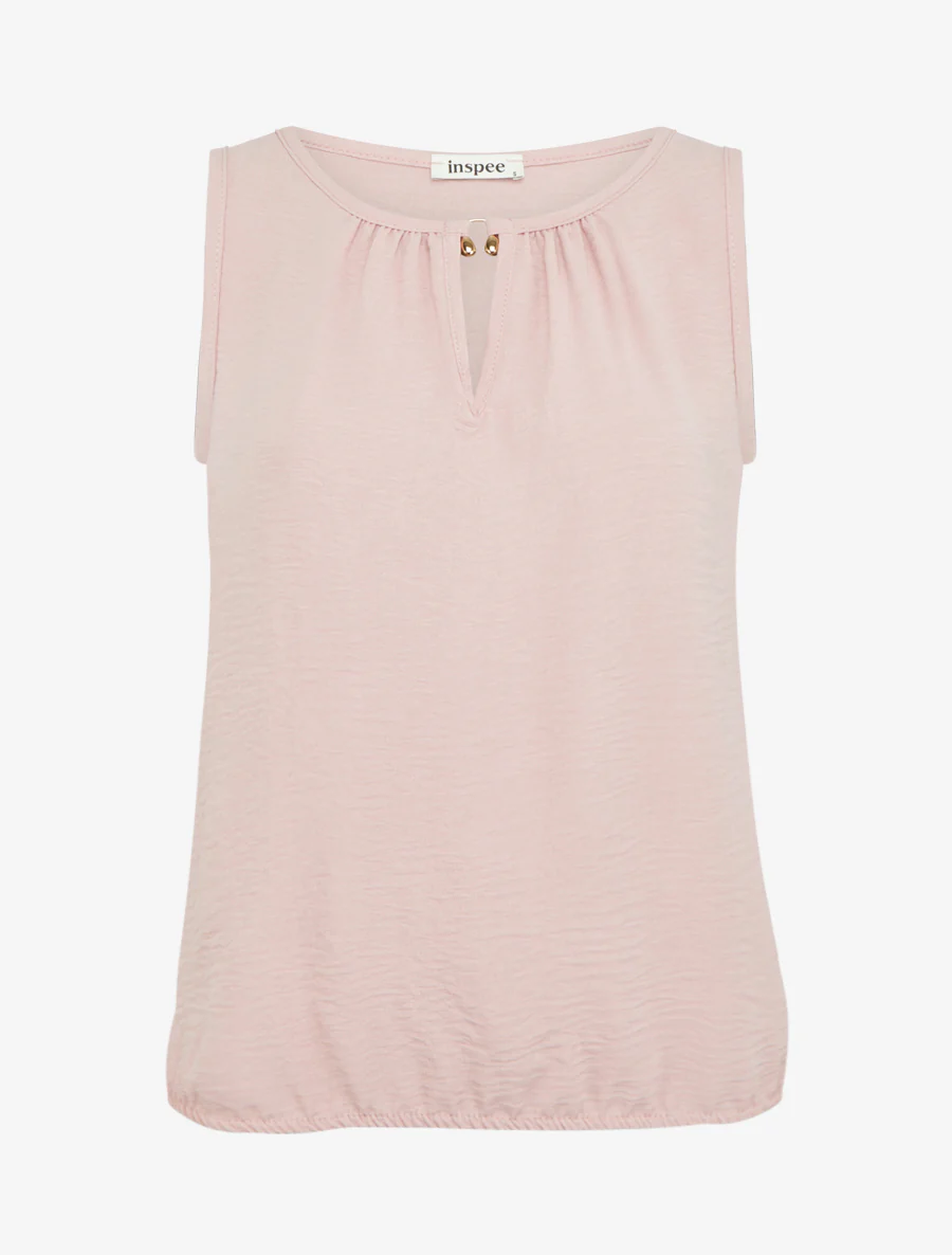 Top élastiqué à empiècement bijou - Vieux rose