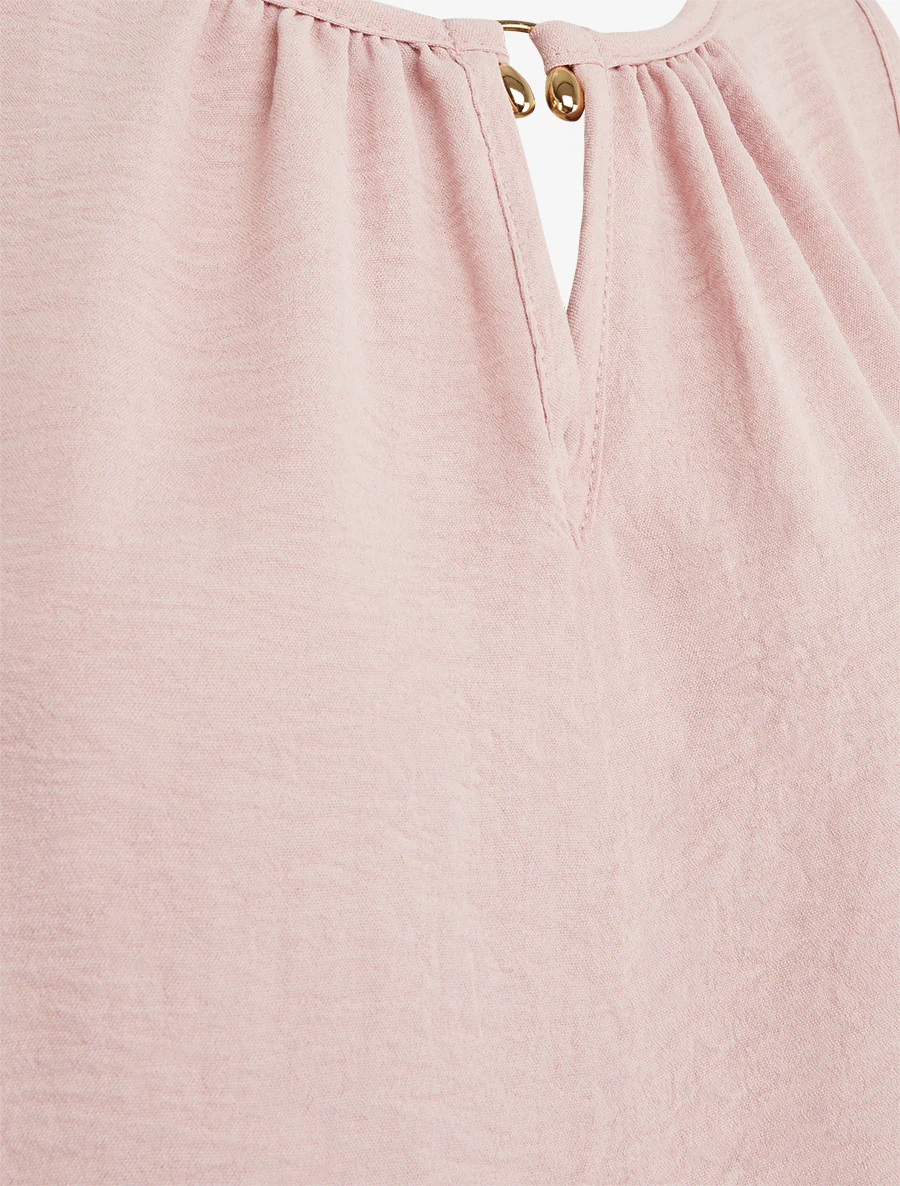 Top élastiqué à empiècement bijou - Vieux rose - Image 3