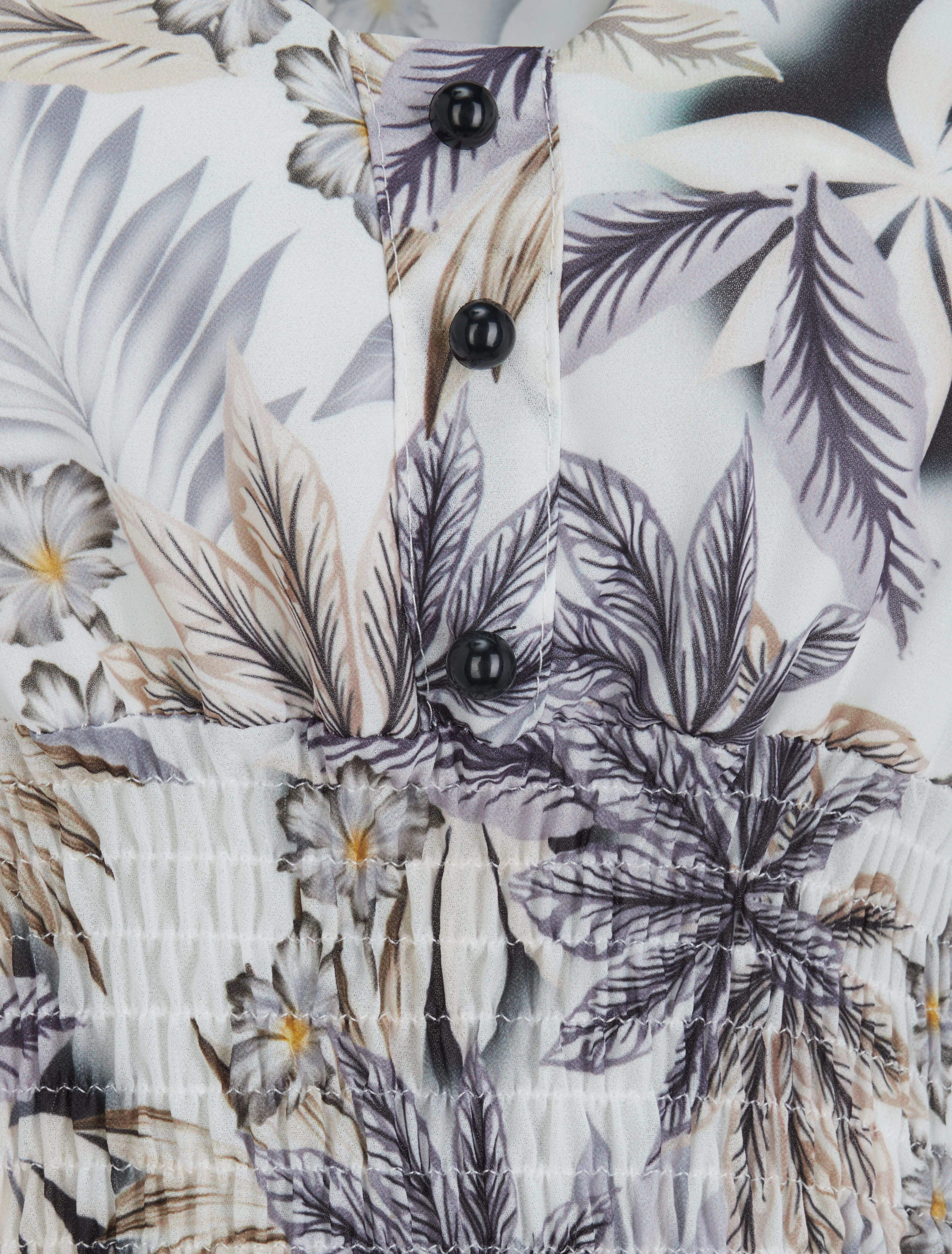Top élastiqué imprimé tropical - Noir - Image 3