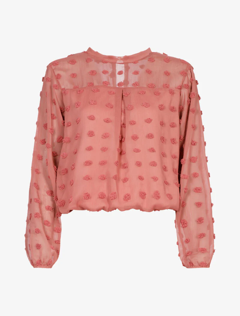 Top empiécé de ronds en relief - vieux rose