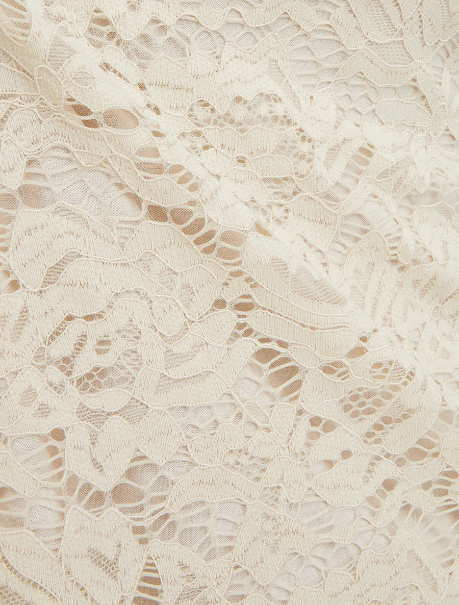 Top en dentelle à manches courtes - Beige - Image 3