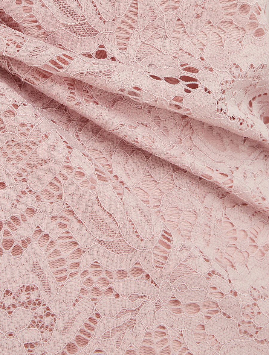 Top en dentelle à manches courtes - Rose - Image 3