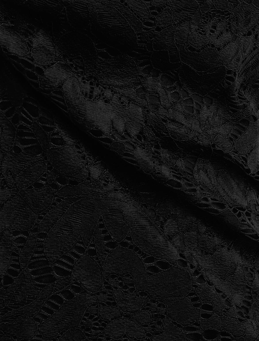 Top en dentelle à manches courtes - Noir - Image 3