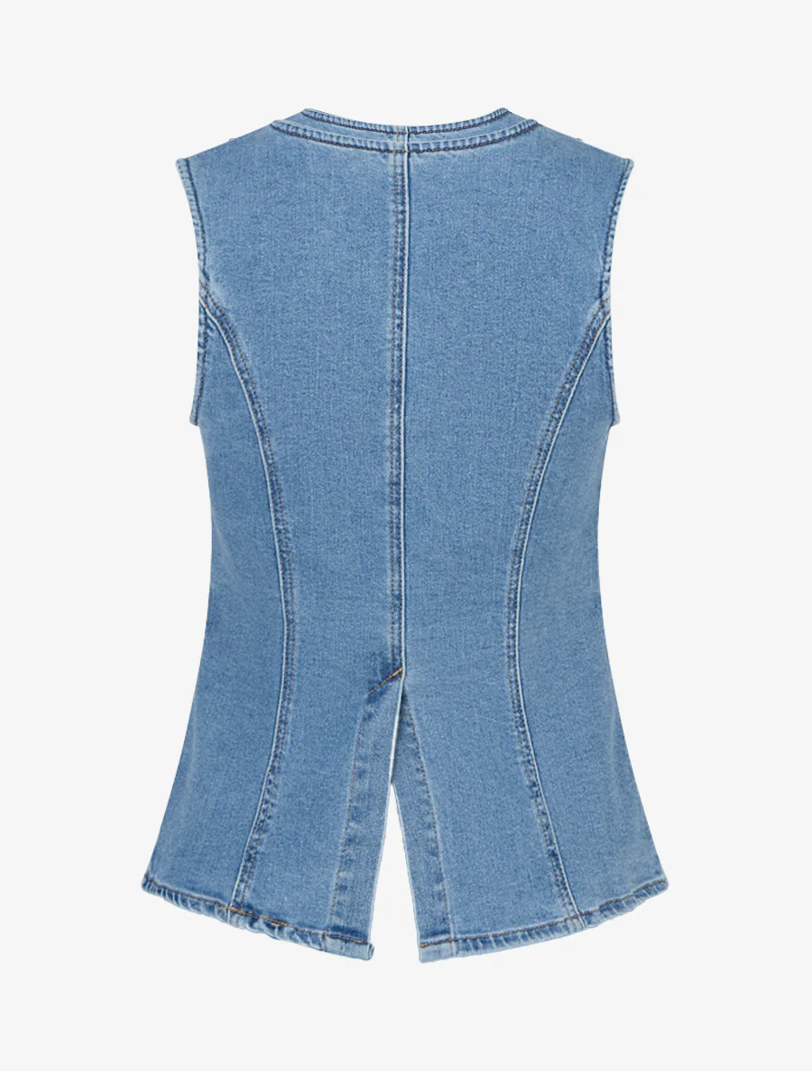 Top en jean boutonné - Bleu - Image 2