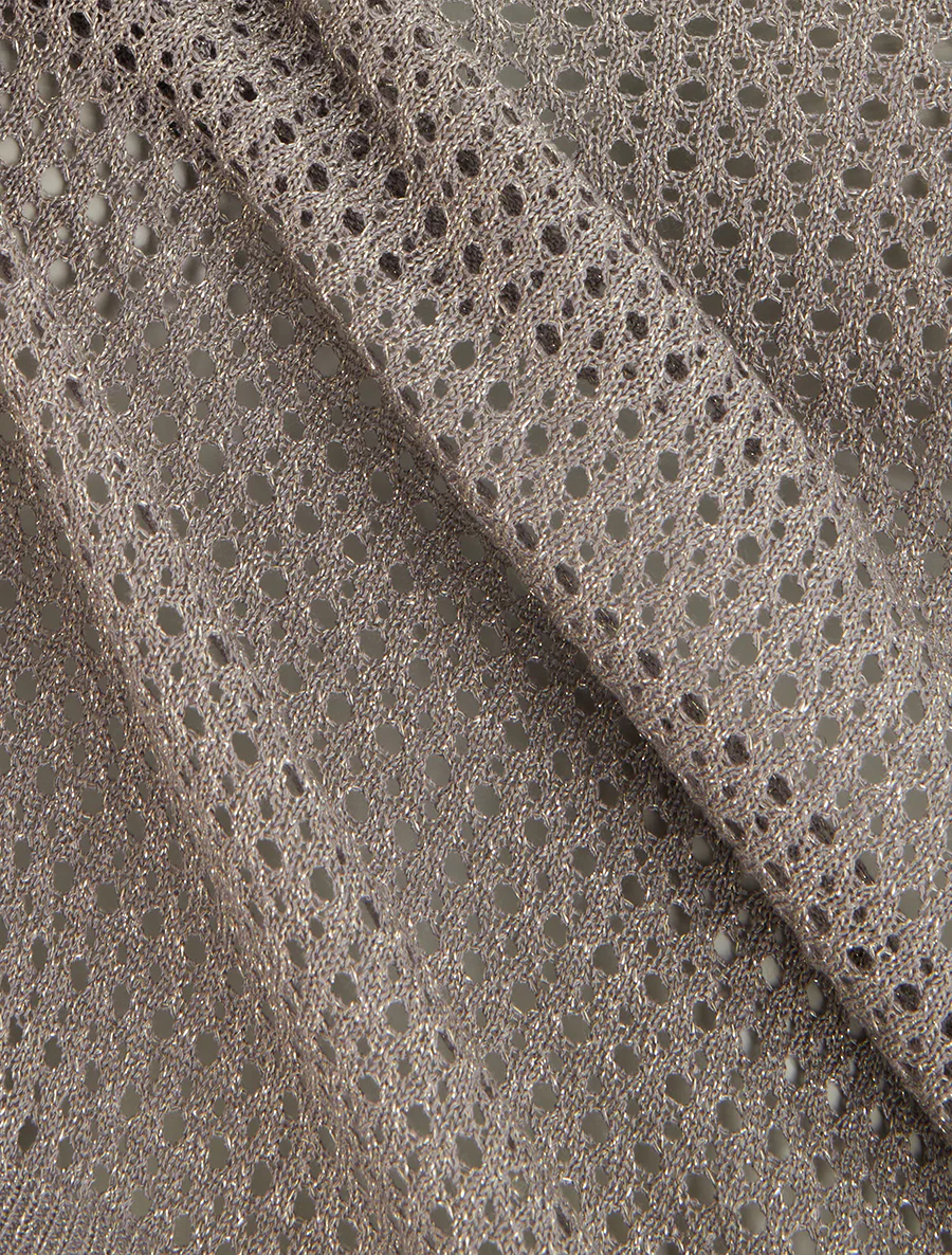 Top en maille fine ajouré et irisé - Taupe - Image 3