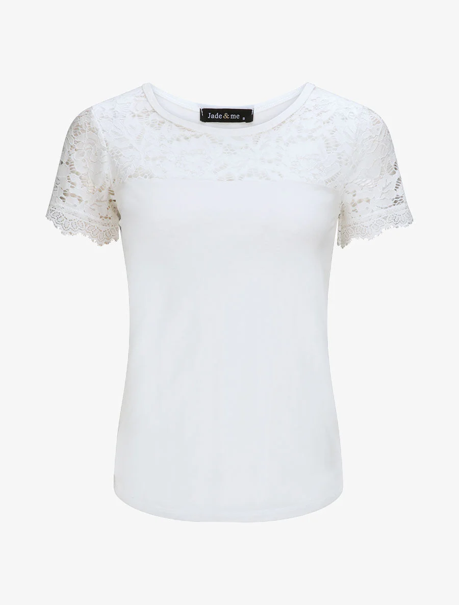 Top en tulle et à dentelle - Blanc - Image 2