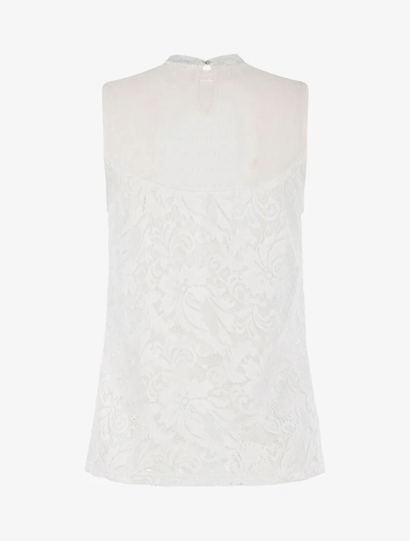 Top en tulle et dentelle festonnée - blanc - Image 2