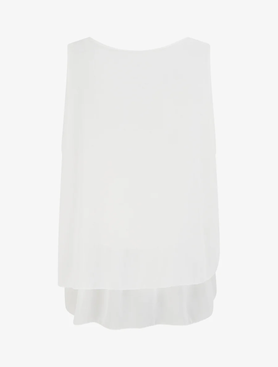Top en voile à bords volantés - Blanc - Image 2