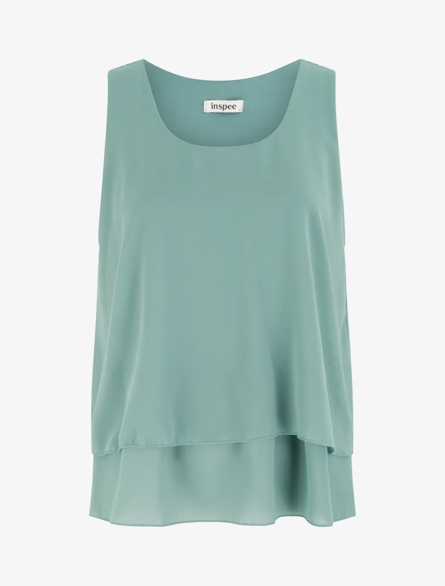 Top en voile à bords volantés - Turquoise