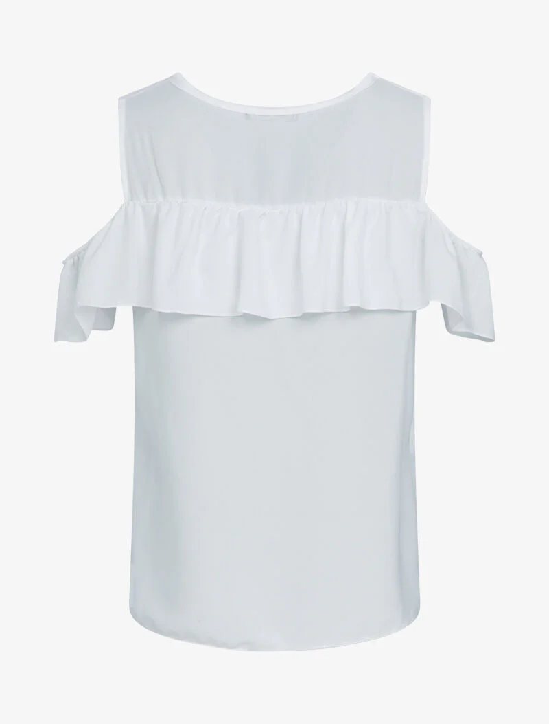 Top en voile à épaules dénudées - blanc - Image 2