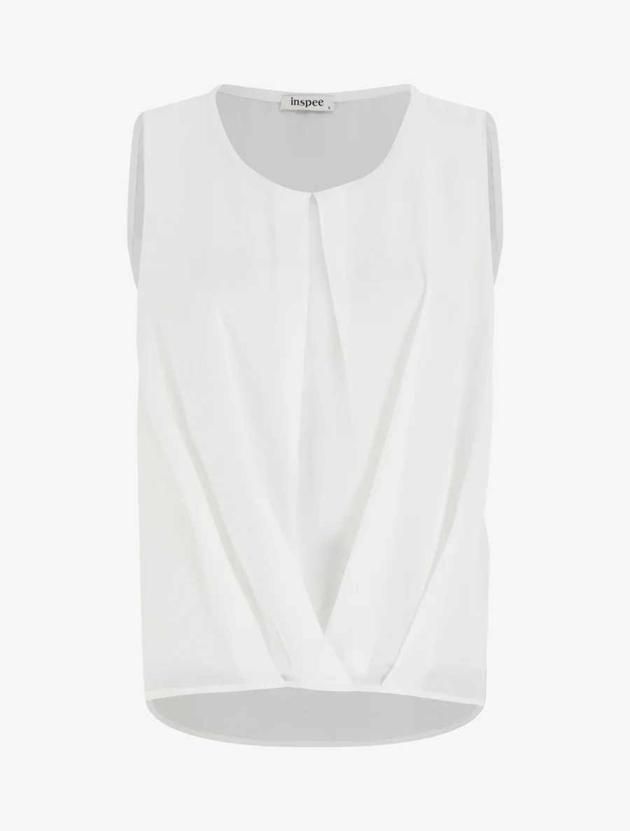 Top en voile effet drapé - Blanc